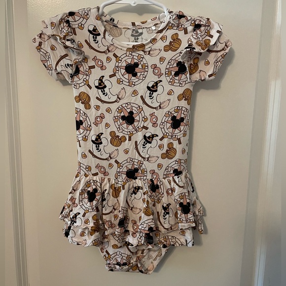 18-24mo Mickey Ghost Halloween Body Suit Twirl Dress - Picture 1 of 6